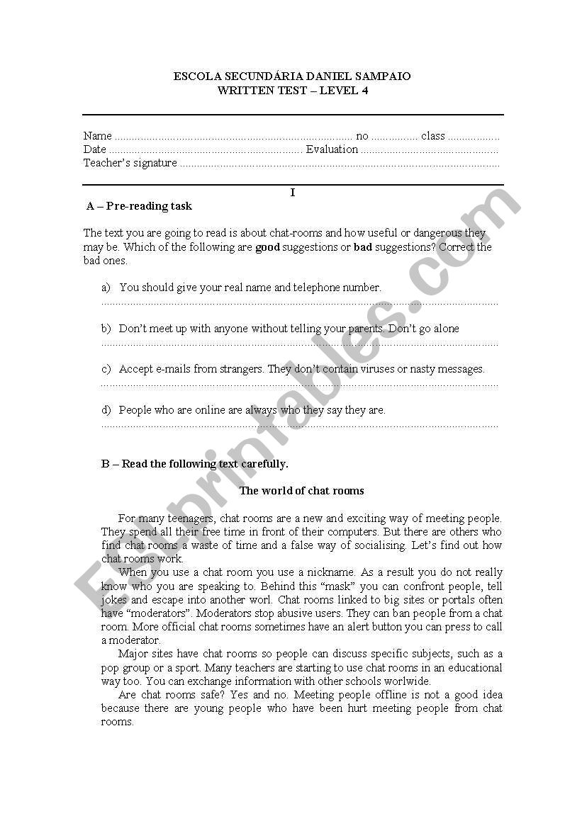 CHAT ROOMS worksheet