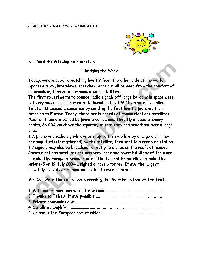 SPACE EXPLORATION - PARTI worksheet