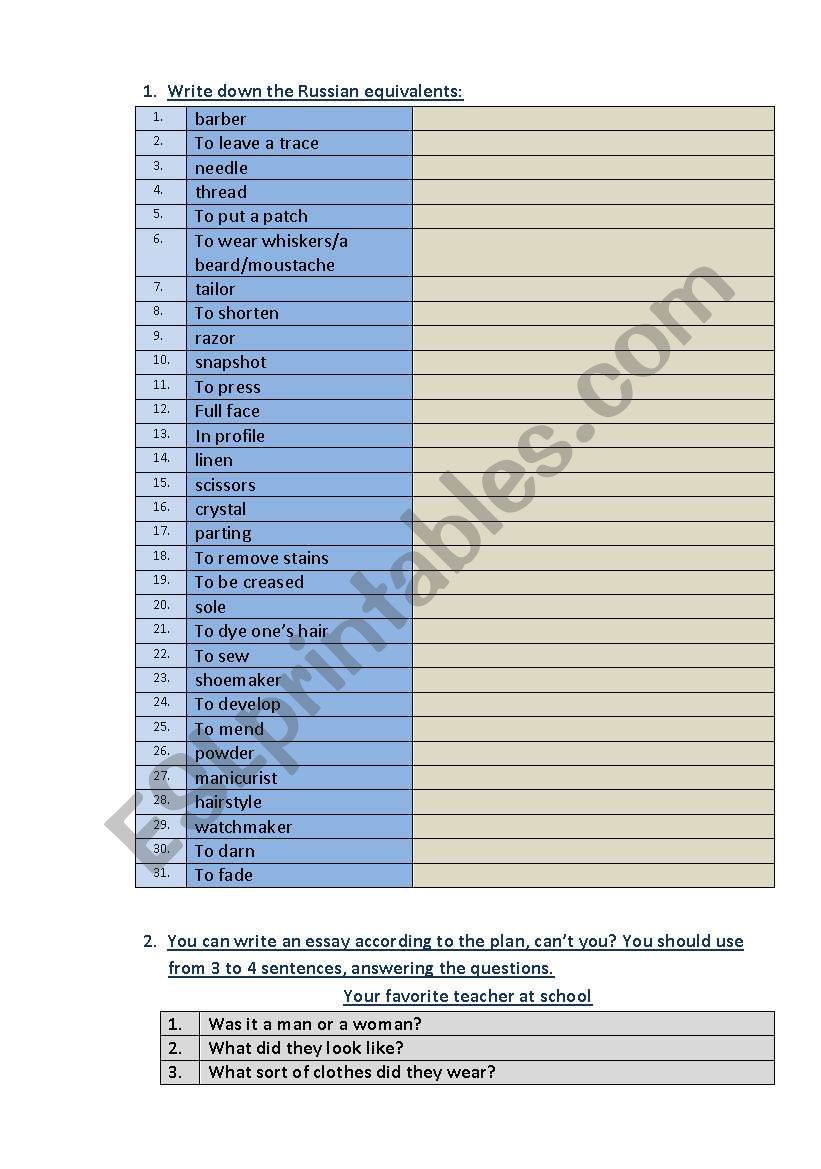 Ages, healthy lifestyle... worksheet