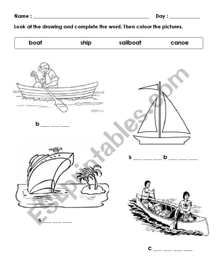 water transport worksheet