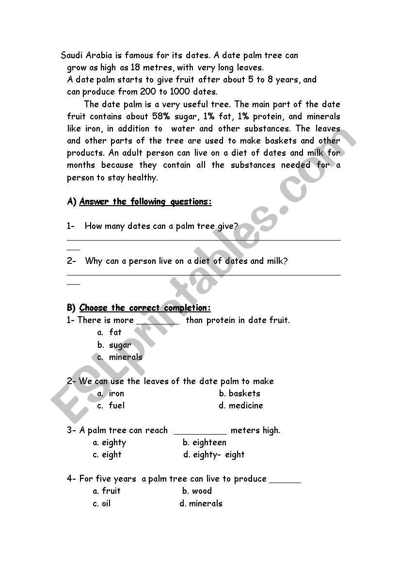 Dates in Saudi Arabia worksheet