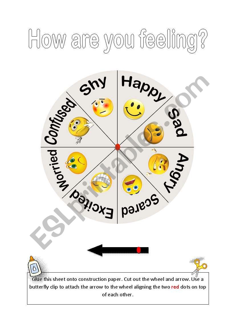 Feelings wheel worksheet