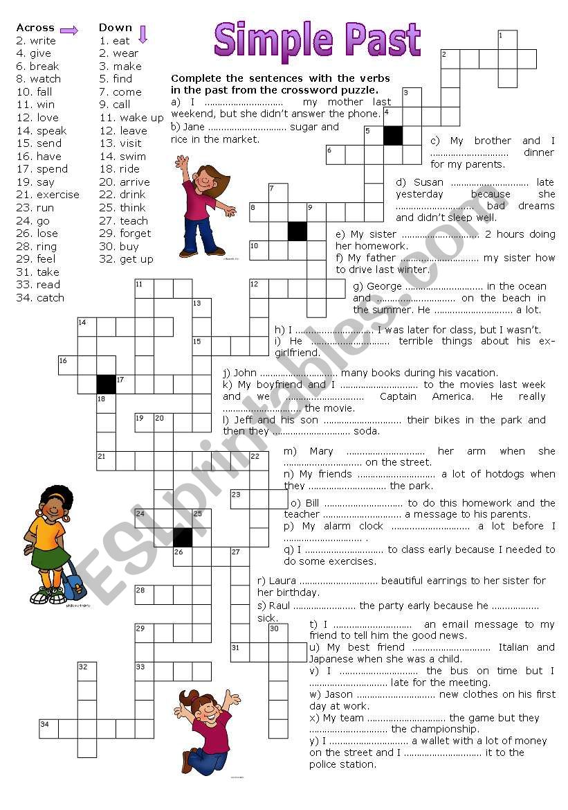 Simple Past - Crossword Puzzle