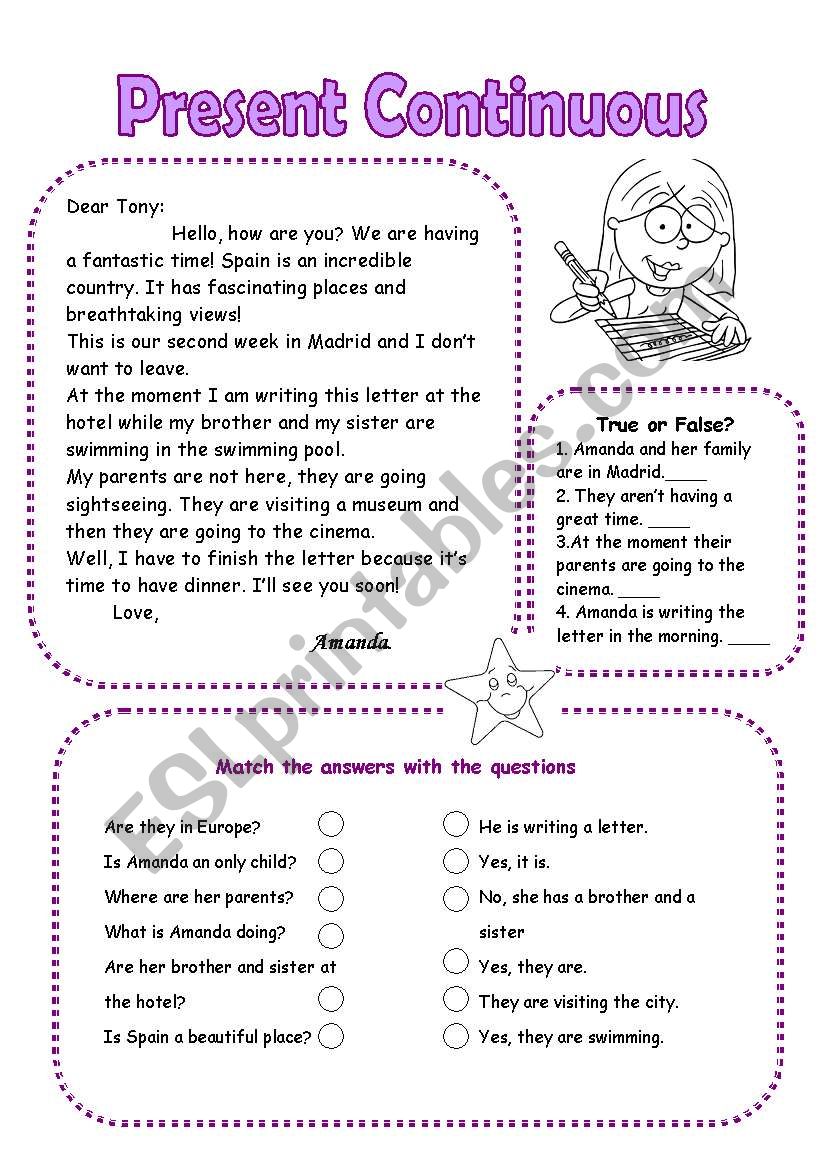 present Continuous worksheet