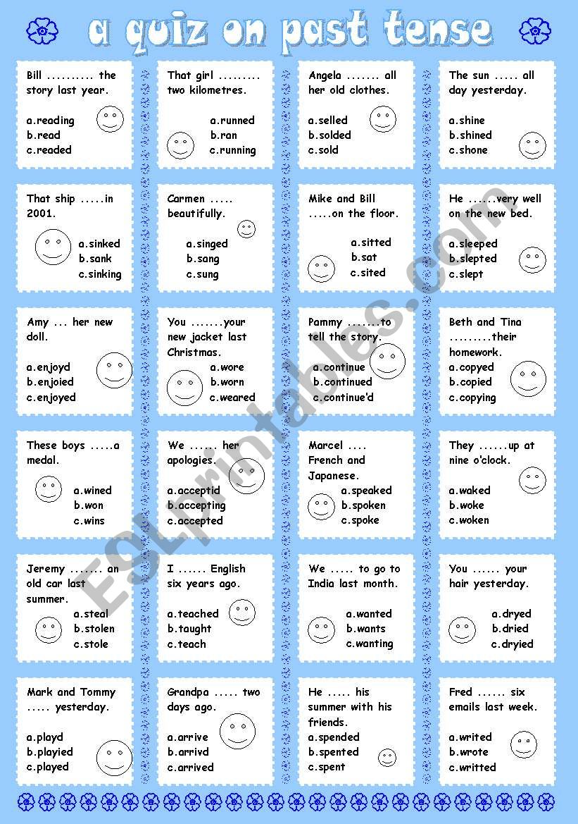 quiz-on-past-tense-2-esl-worksheet-by-sictireala8