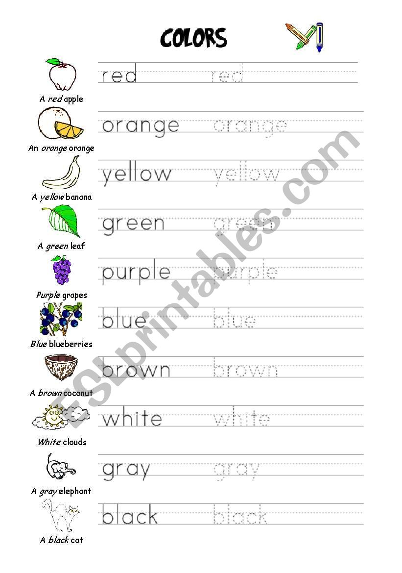 Colors worksheet