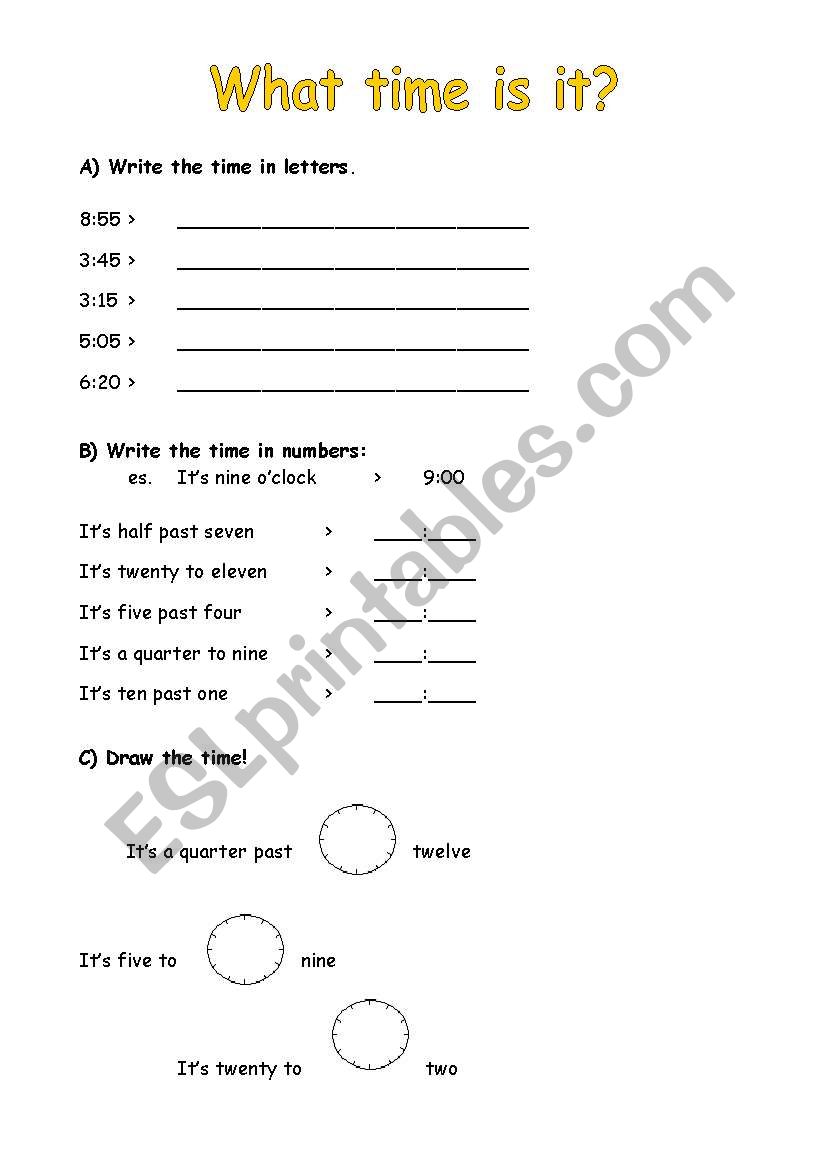 What time is it? worksheet