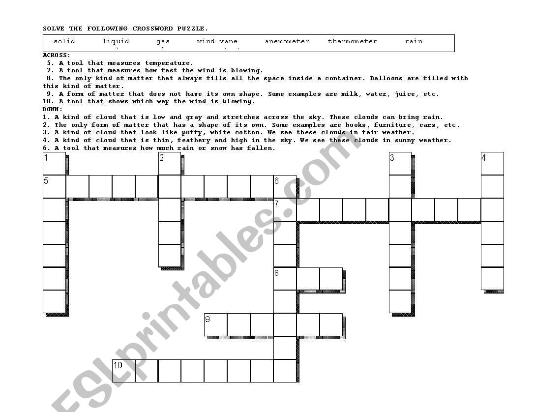 Weather Tools Crossword Puzzle