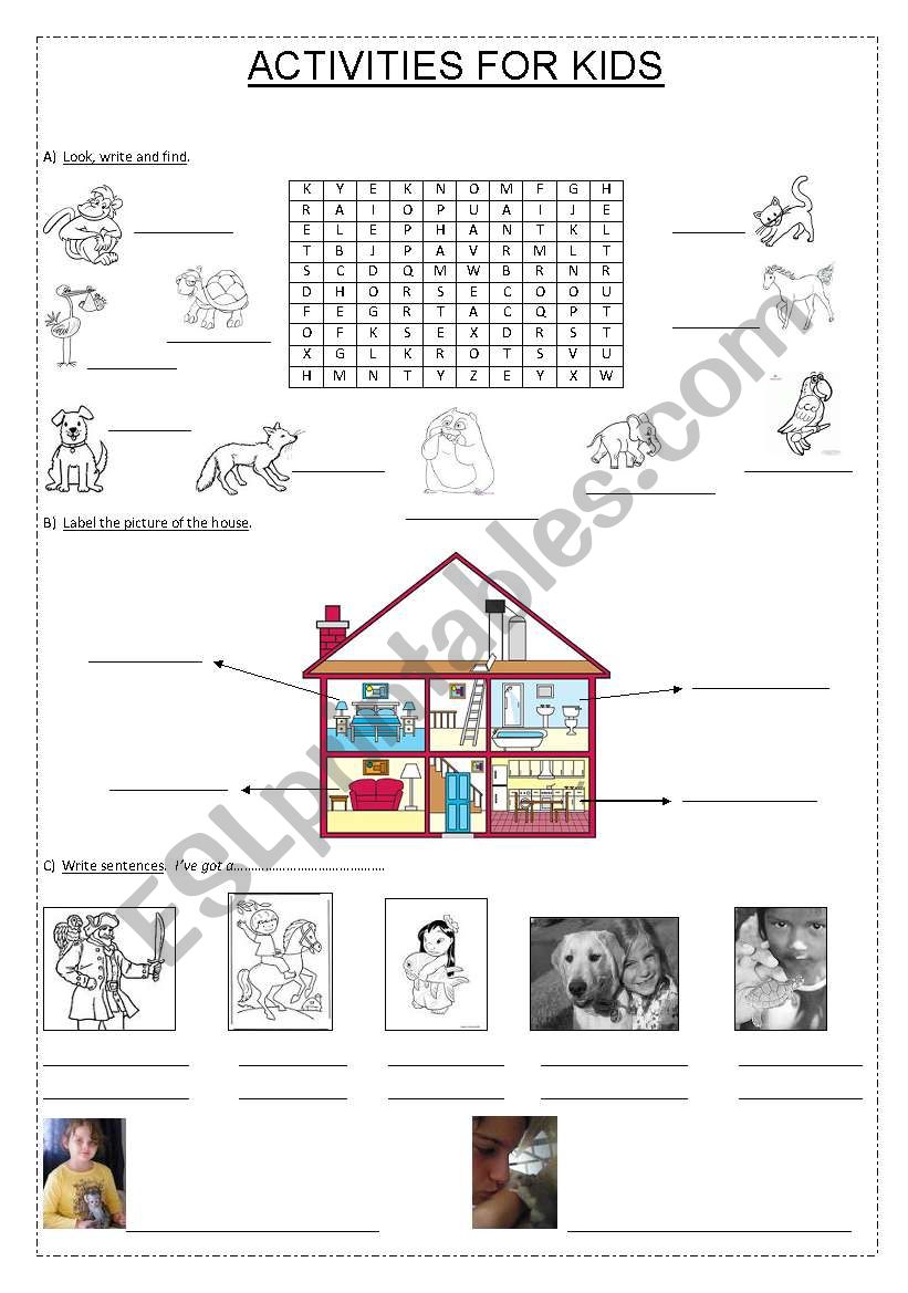 ACTIVITIES FOR KIDS worksheet