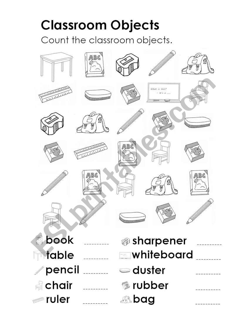 Classroom Objects worksheet