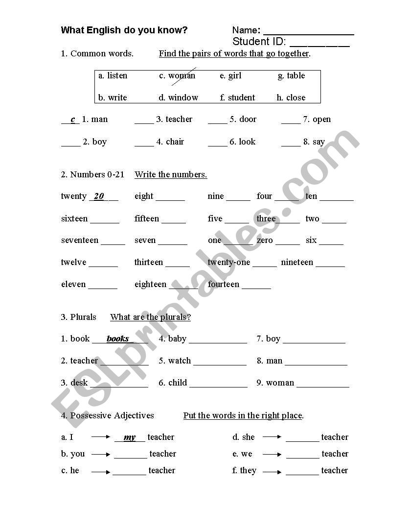 diagnostic worksheet