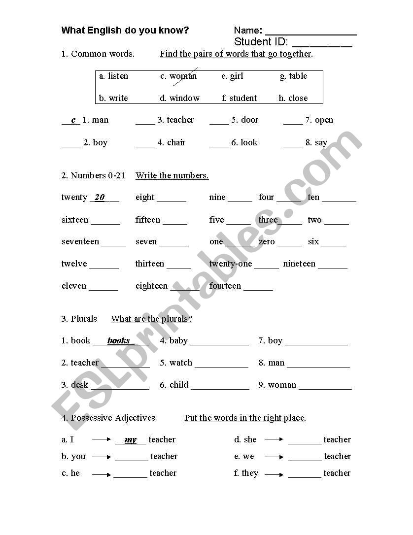 diagnostic worksheet