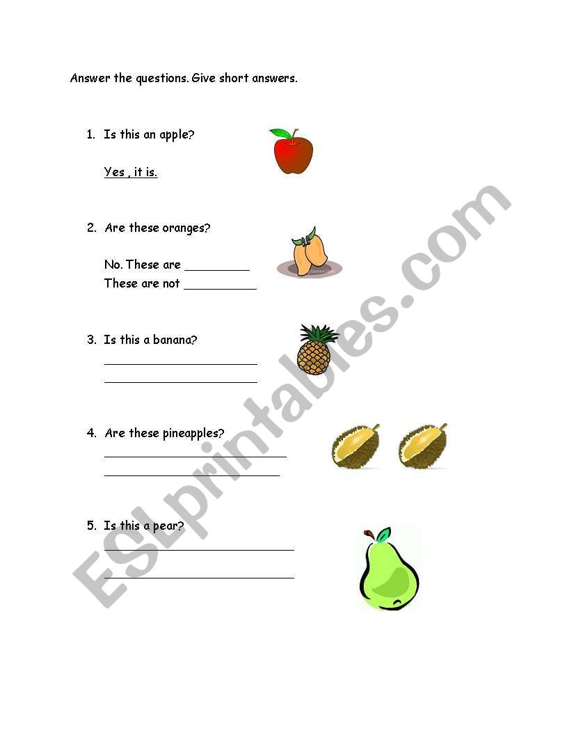 fruits worksheet