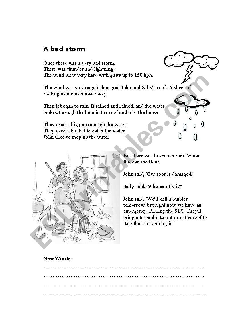 A bad storm worksheet