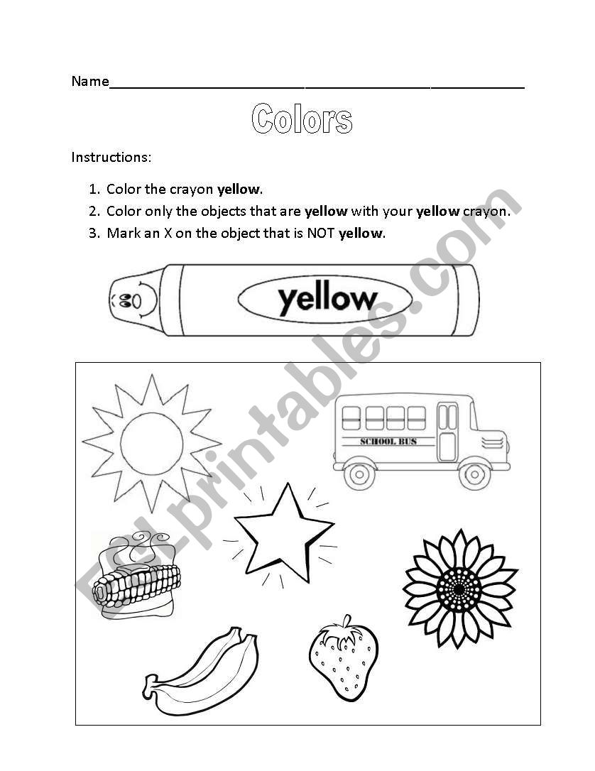 Color Worksheet: Yellow worksheet