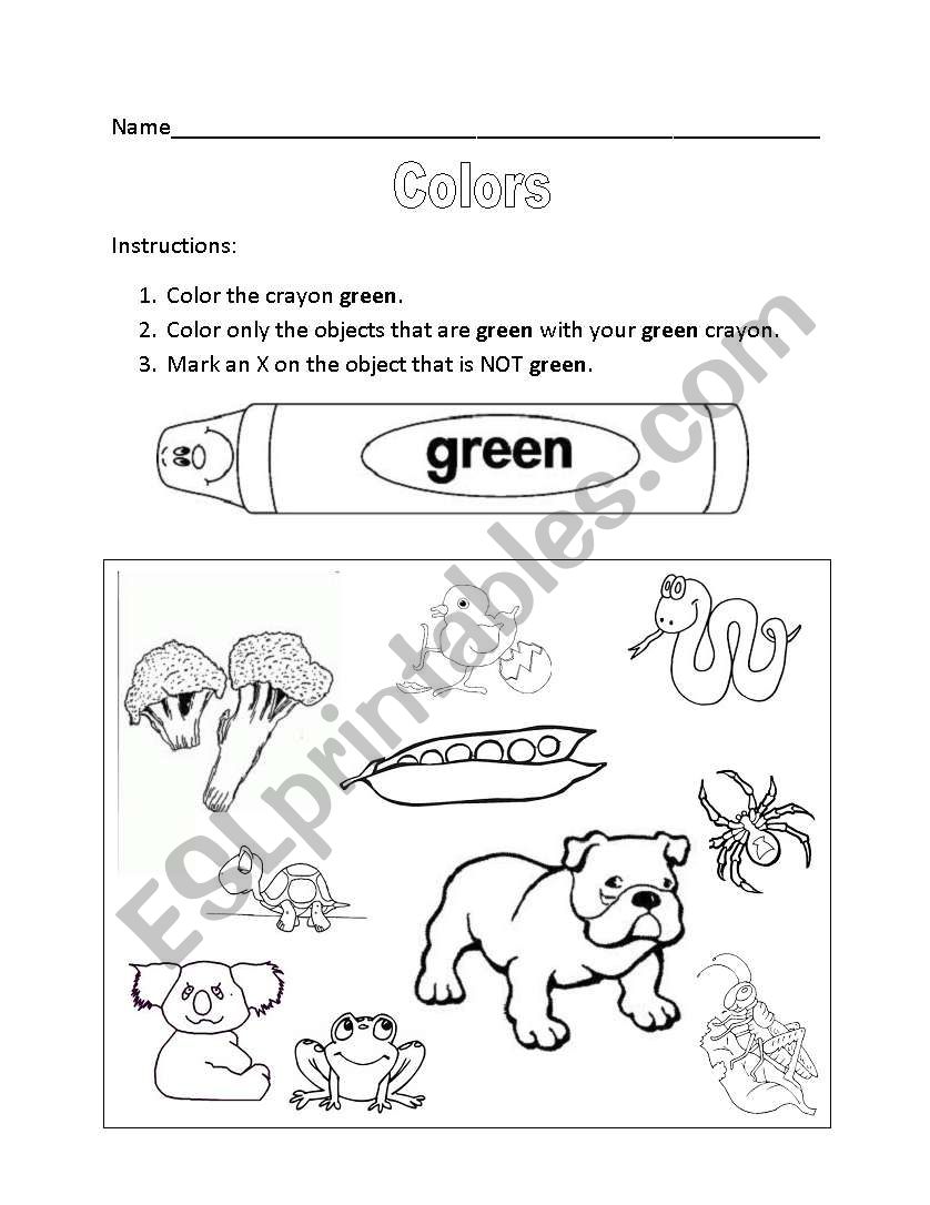 Color Worksheet: Green worksheet