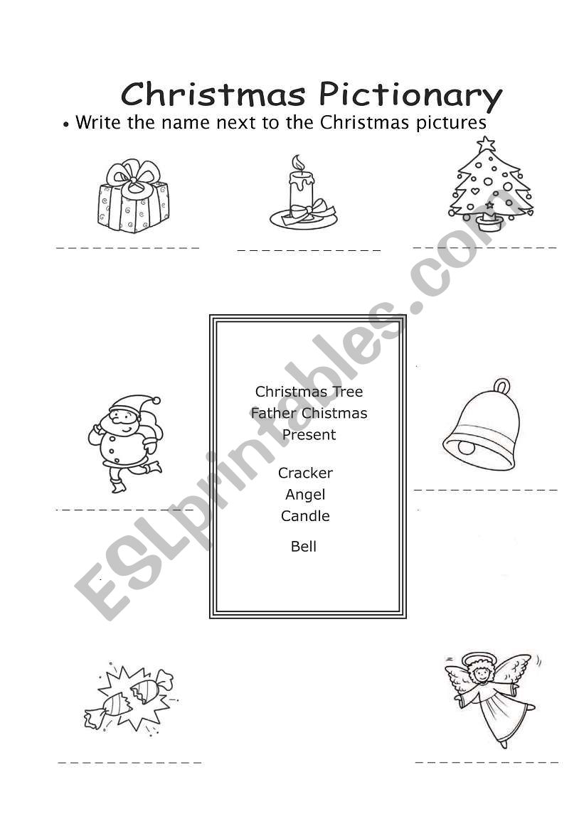 Christmas Pictionary worksheet