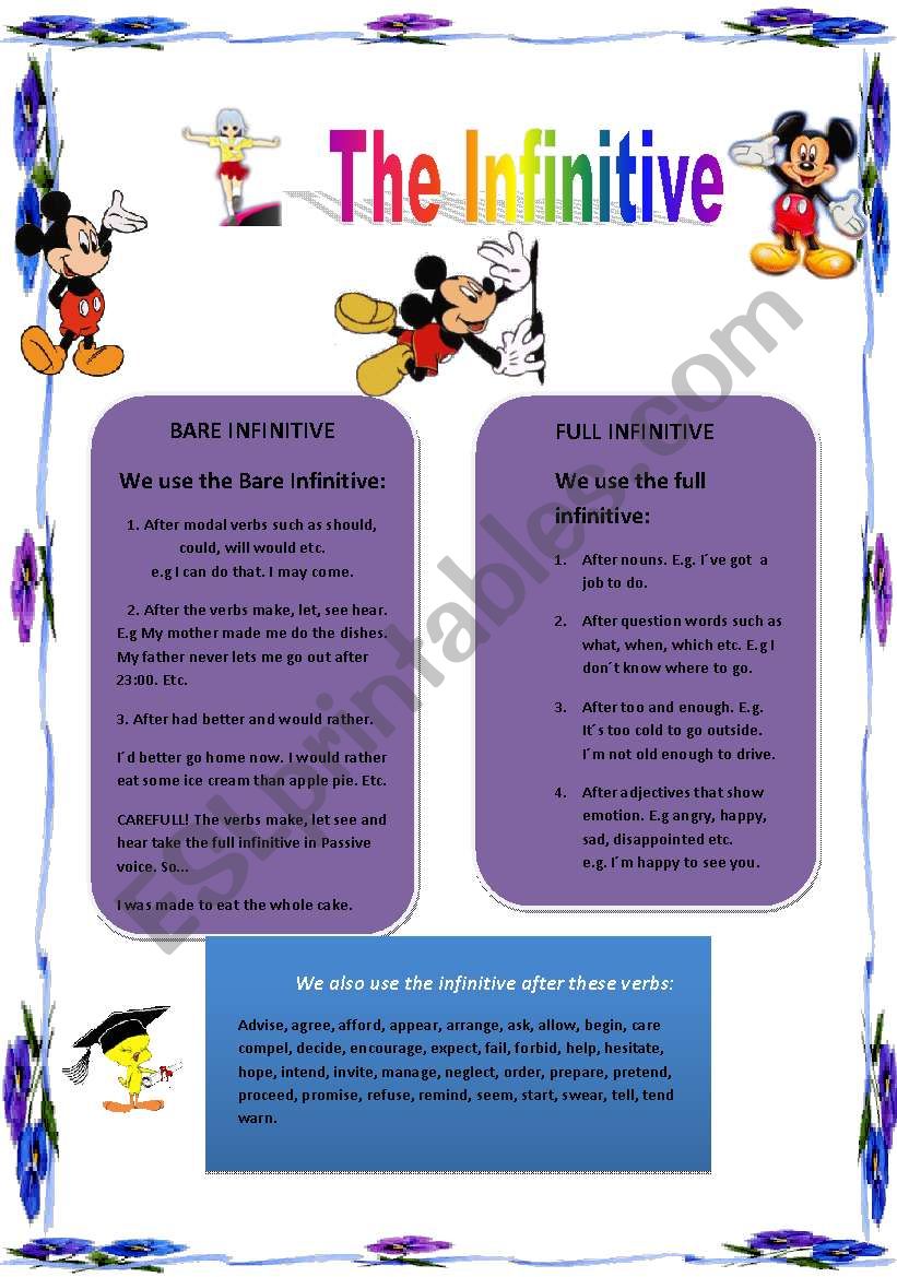 The Infinitive worksheet