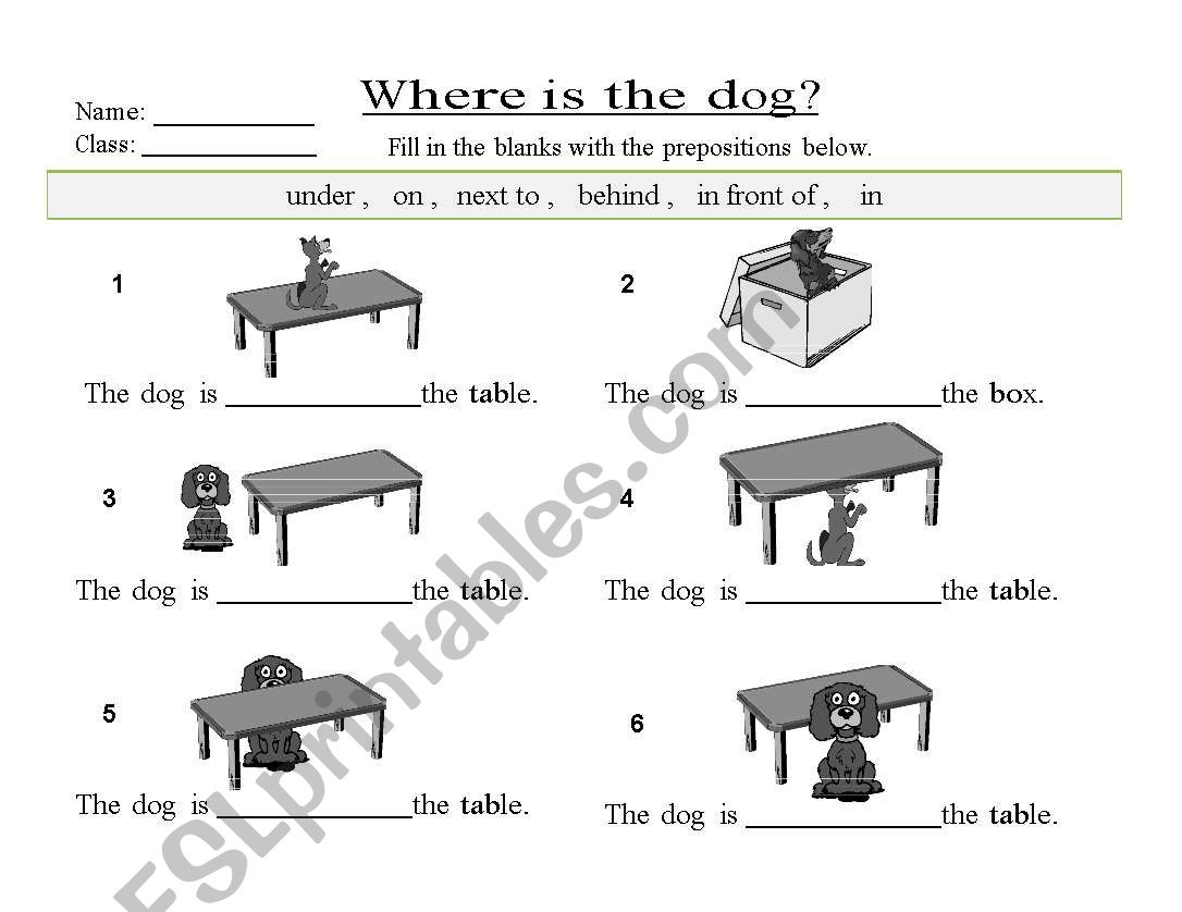 preposition worksheet