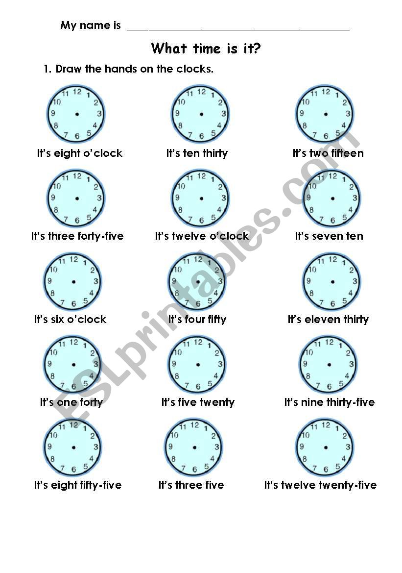 What time is it? worksheet