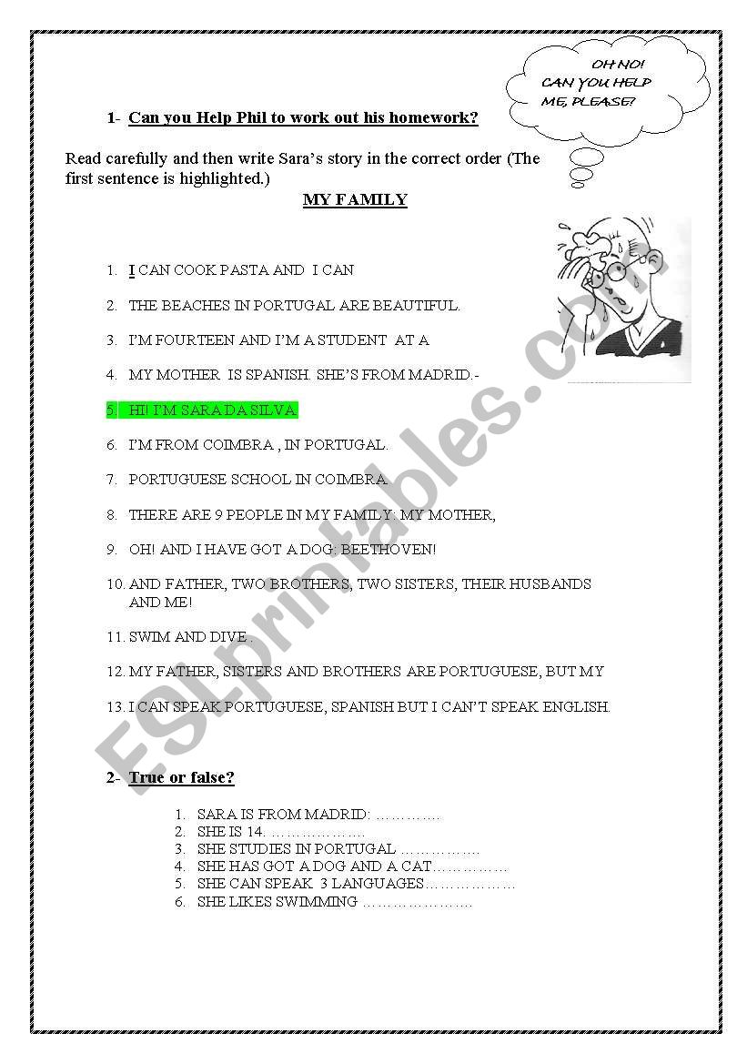 SARAÂ´S FAMILY worksheet