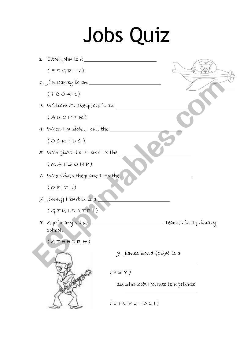 JOBS QUIZ worksheet