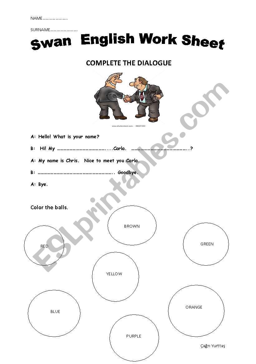 colors and what is your name? worksheet