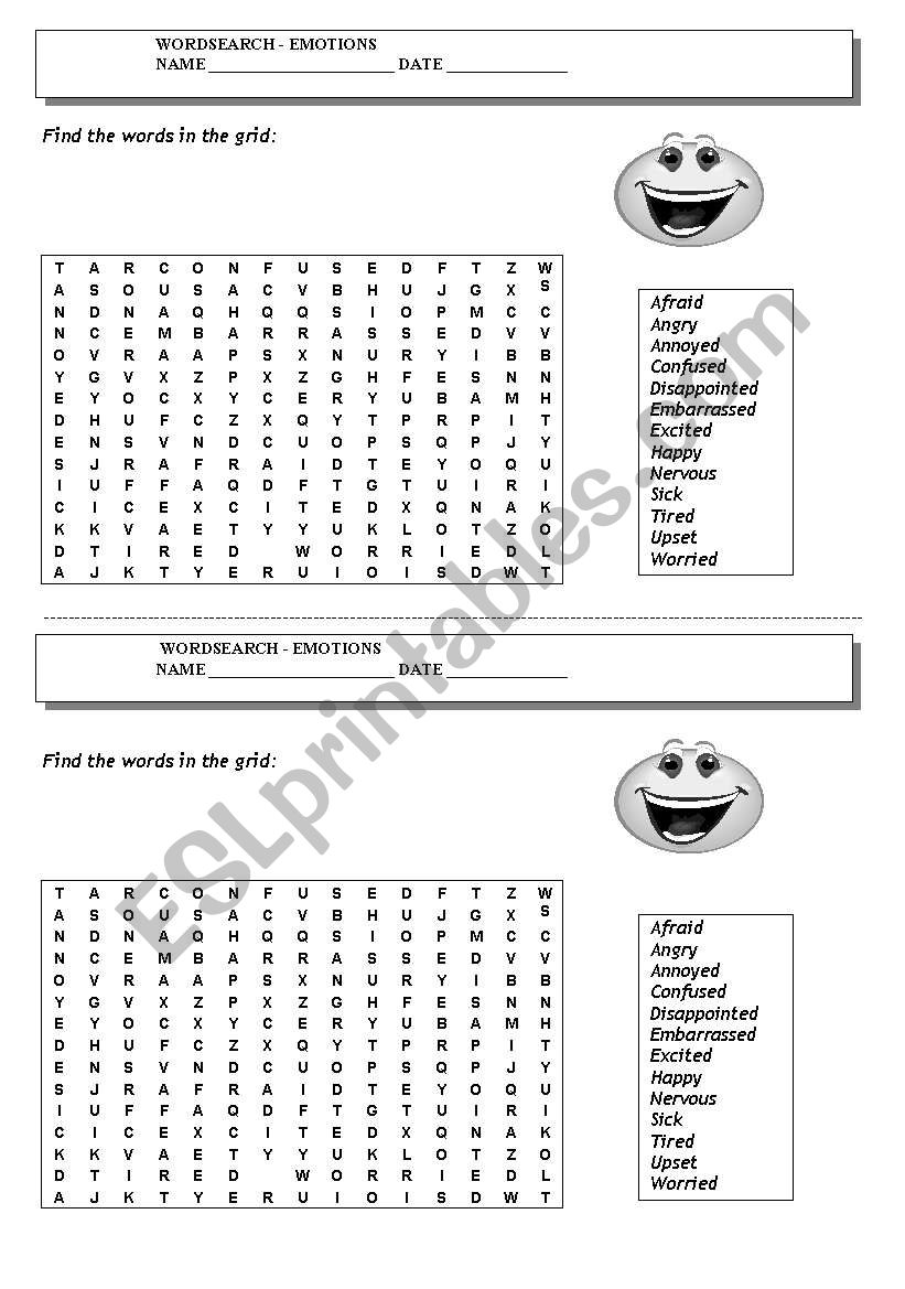 Emotions and feelings worksheet