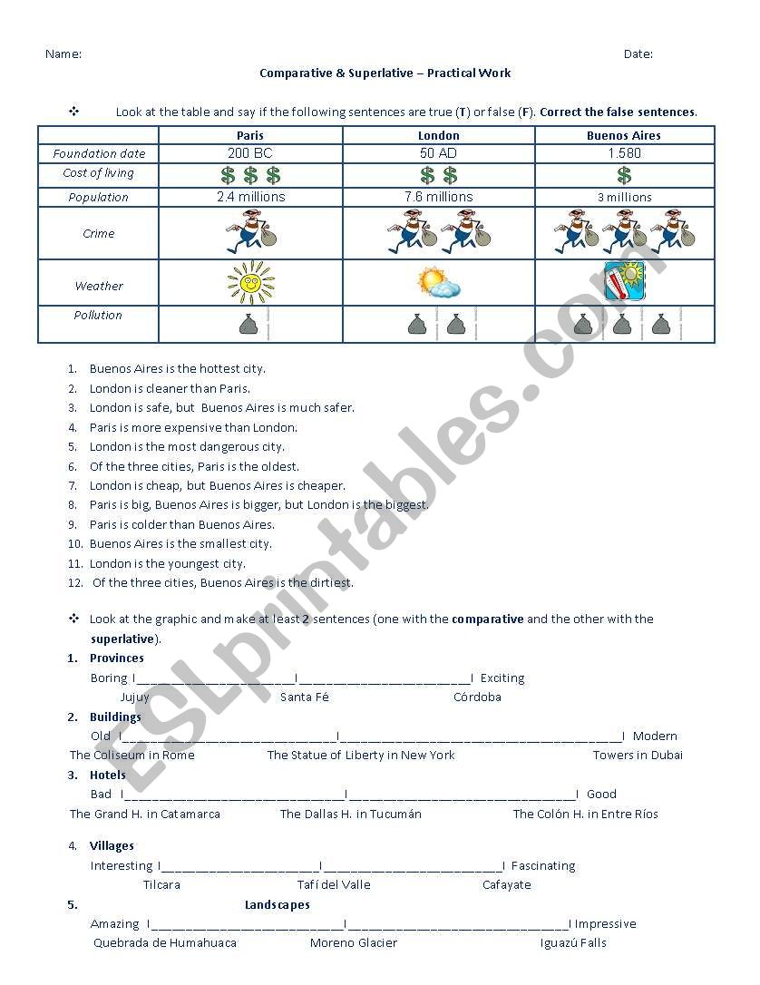 Comparative and Superlative- Practical Work