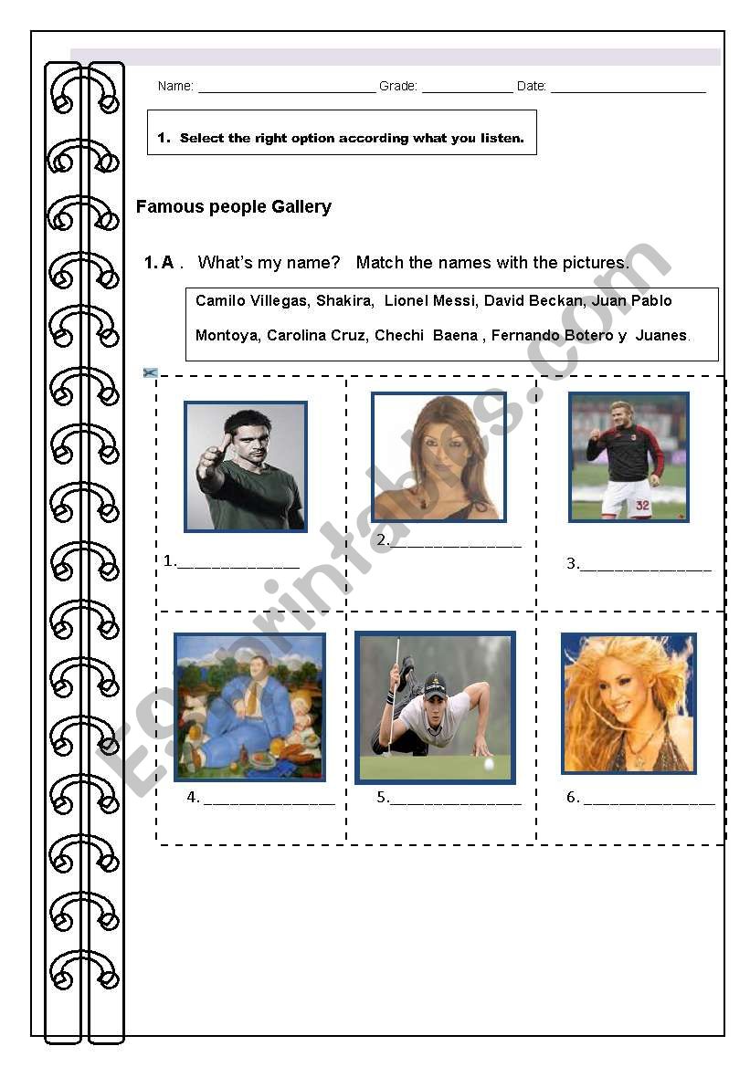 Famous people Gallery worksheet