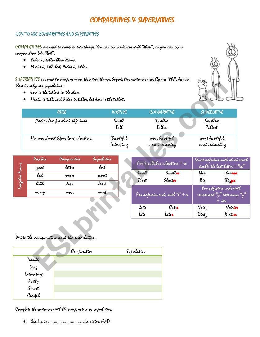 Comparatives and Superlatives worksheet