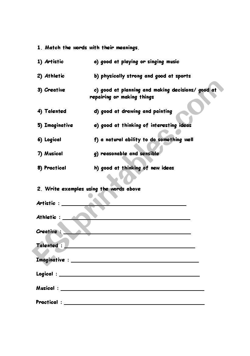 adjectives worksheet