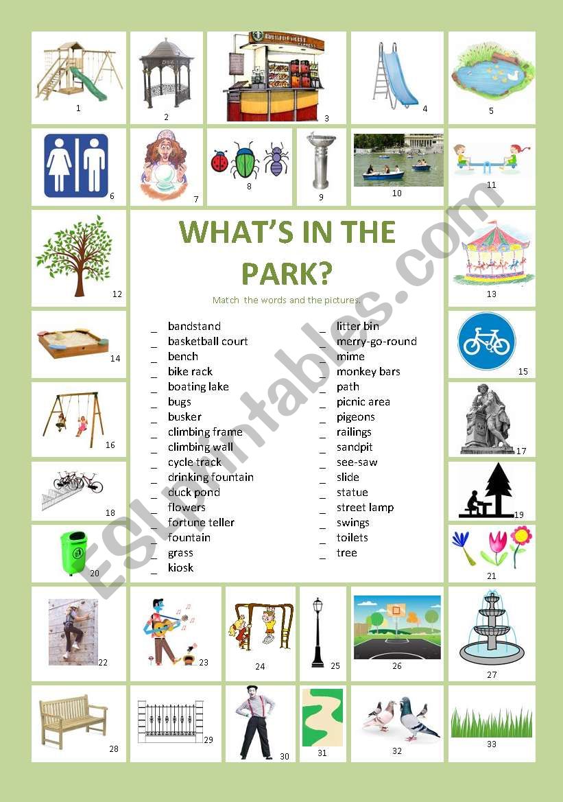 Whats in the park? worksheet