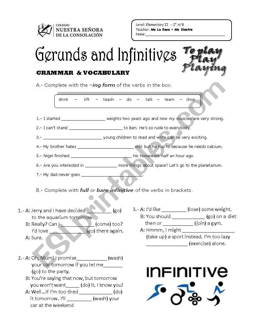 GERUNDS AND INFINITIVES worksheet