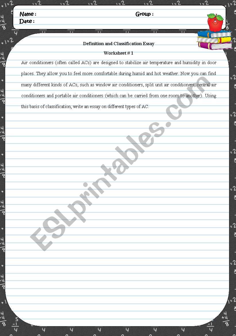 Definition and classification essay