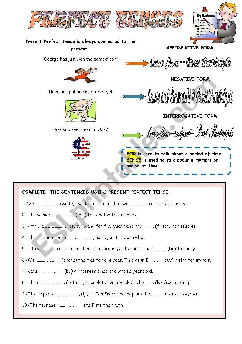 PRESENT PERFECT TENSE worksheet