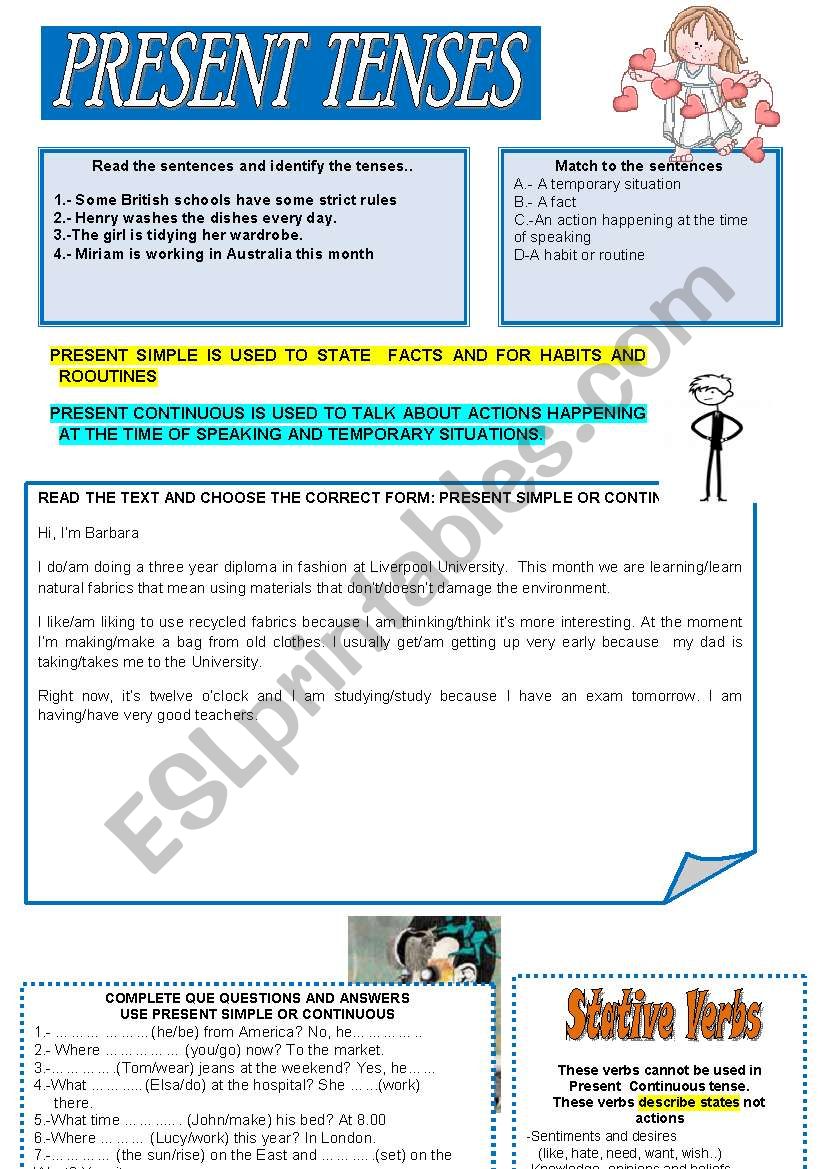 PRESENT TENSES worksheet