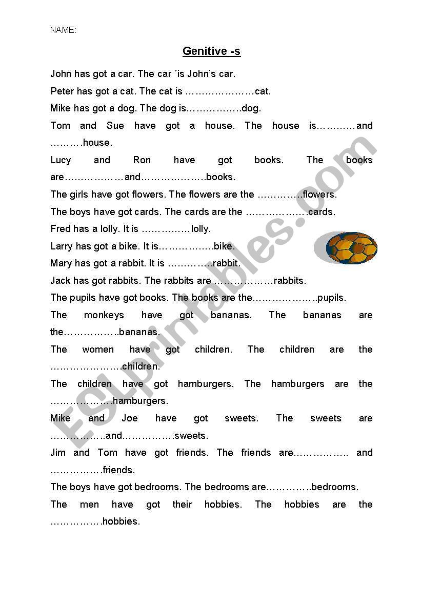 genitive -s worksheet