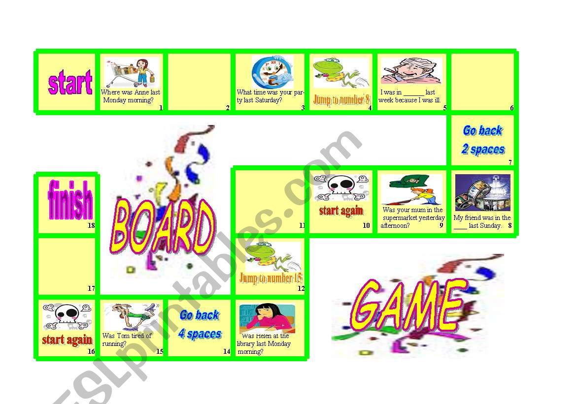 board game worksheet