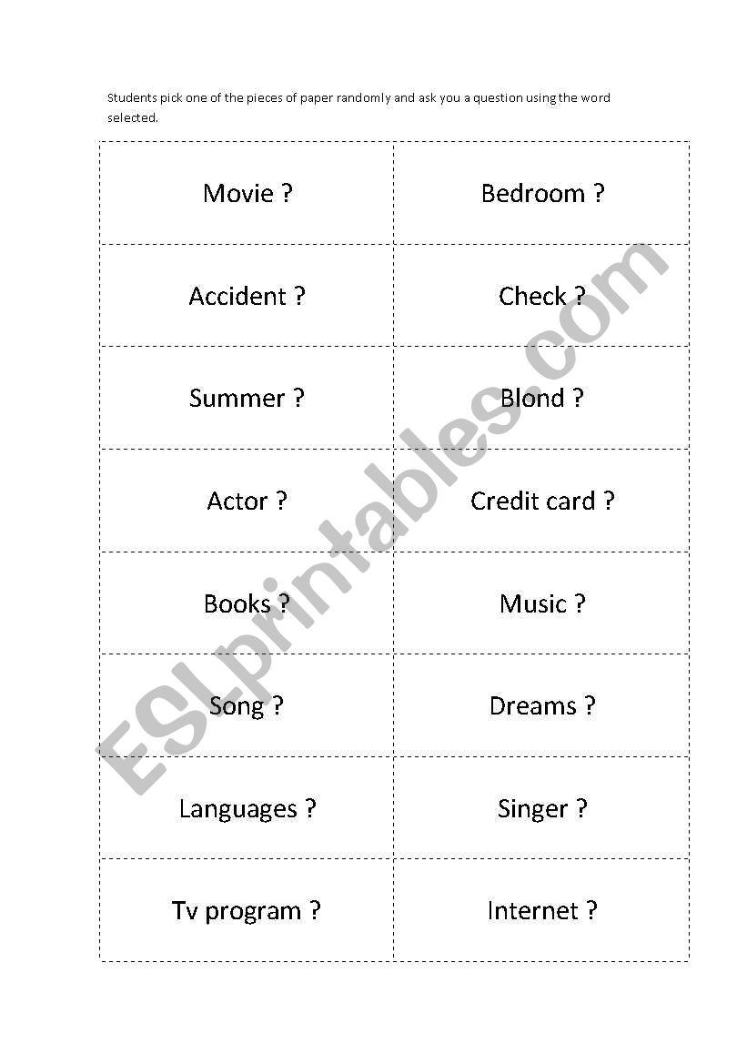 Topics for conversation worksheet