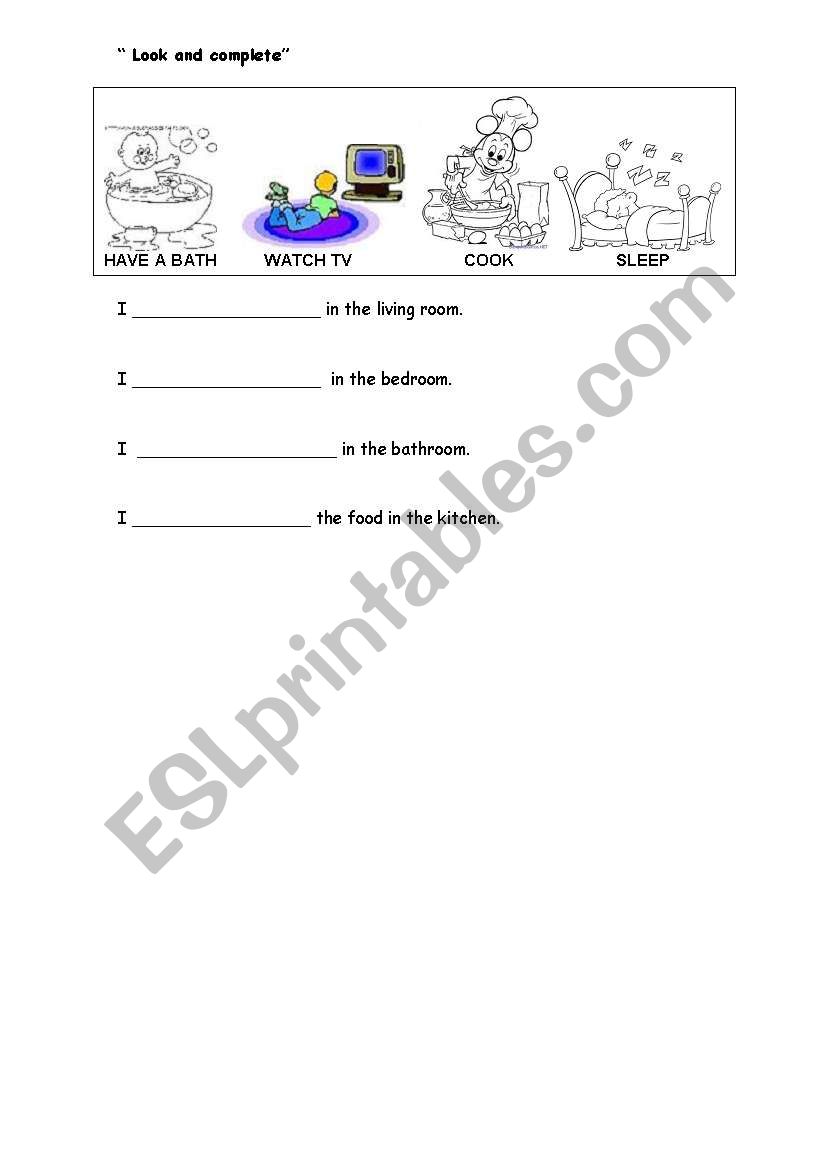 activities in the house worksheet