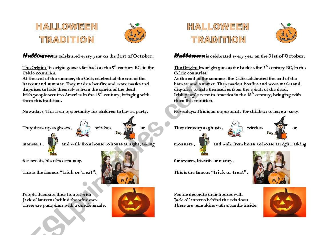 Halloween tradition worksheet
