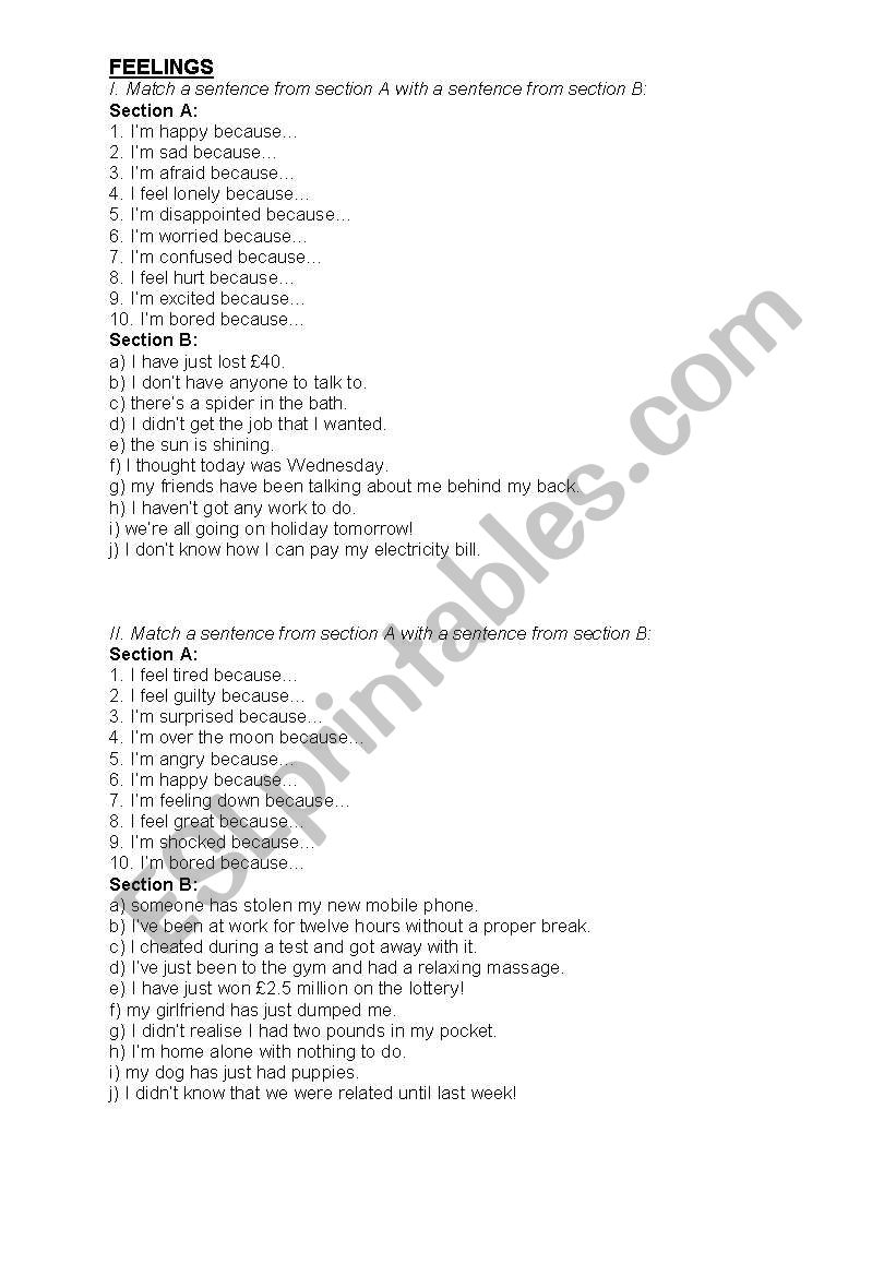 FEELINGS worksheet