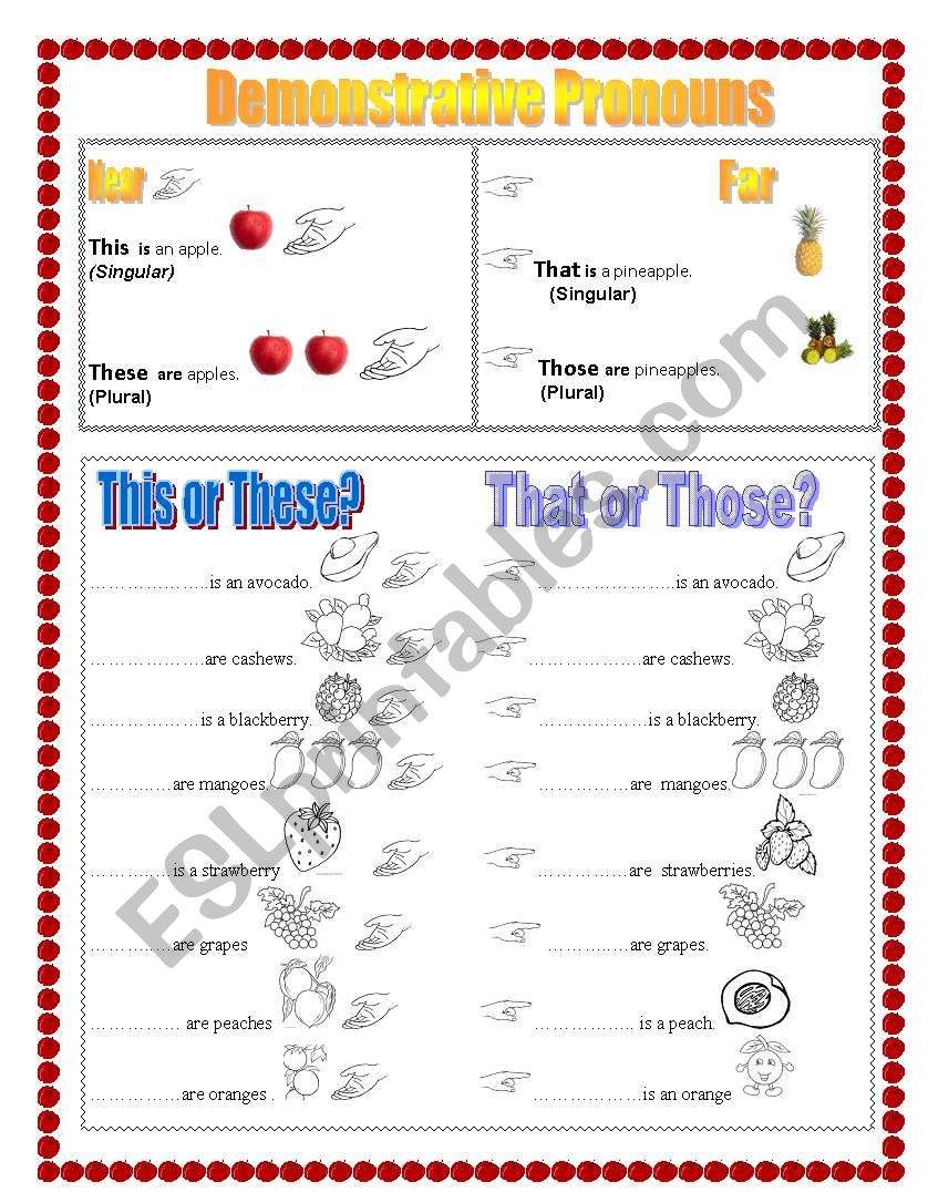 Demonstrative Pronouns using Fruits