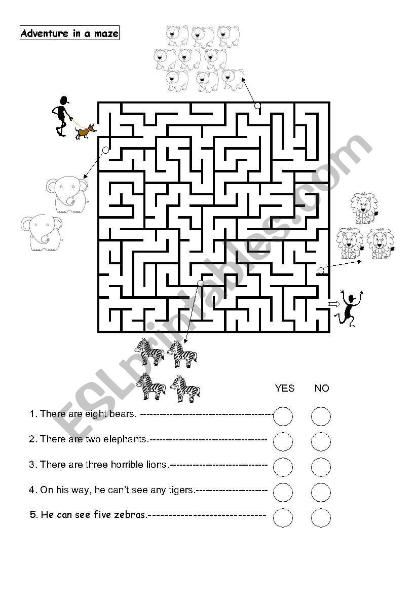 adventure in a maze worksheet