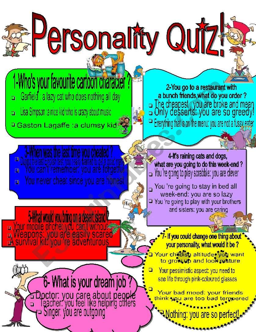 Personality quiz worksheet