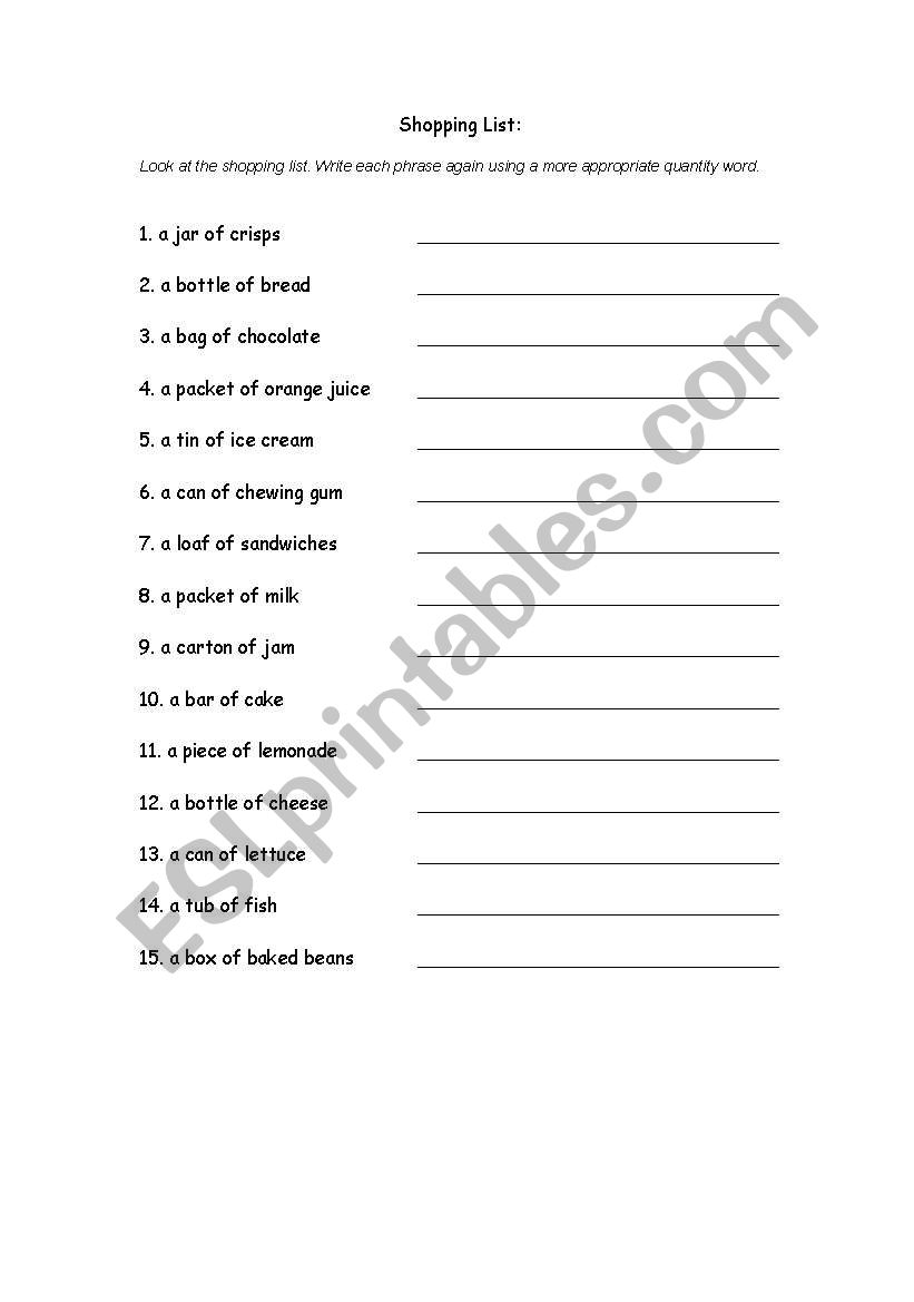 doc. shopping worksheet