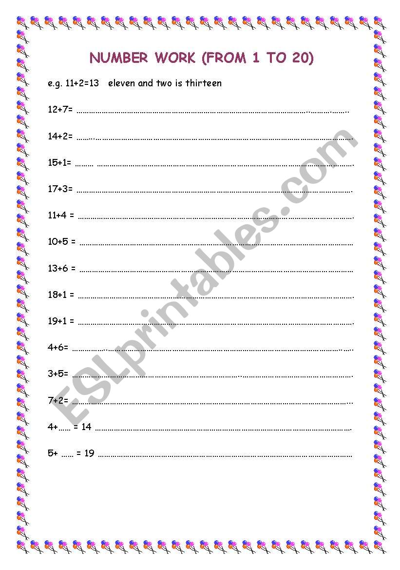 NUMBER WORK worksheet