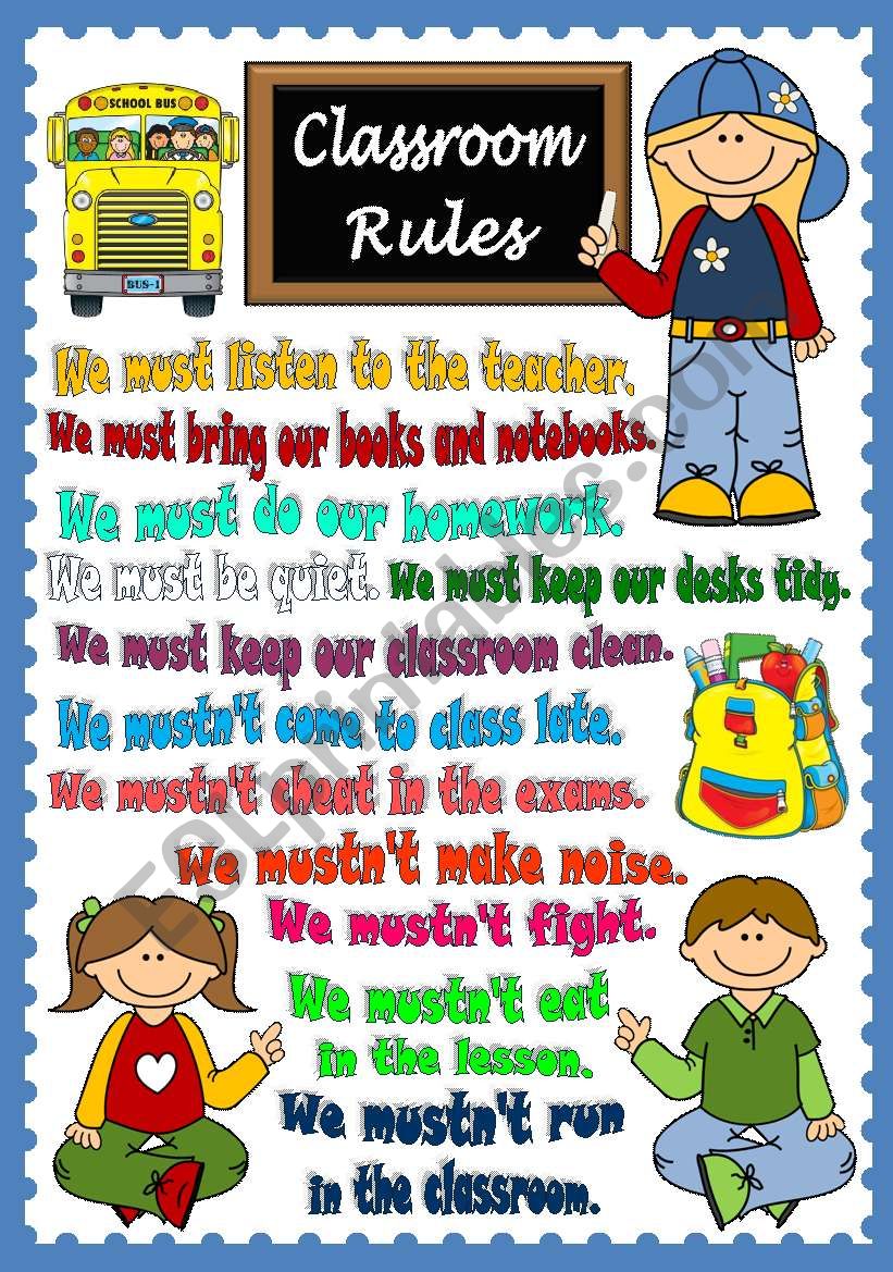 Classroom Rules POSTER ESL Worksheet By Mada 1
