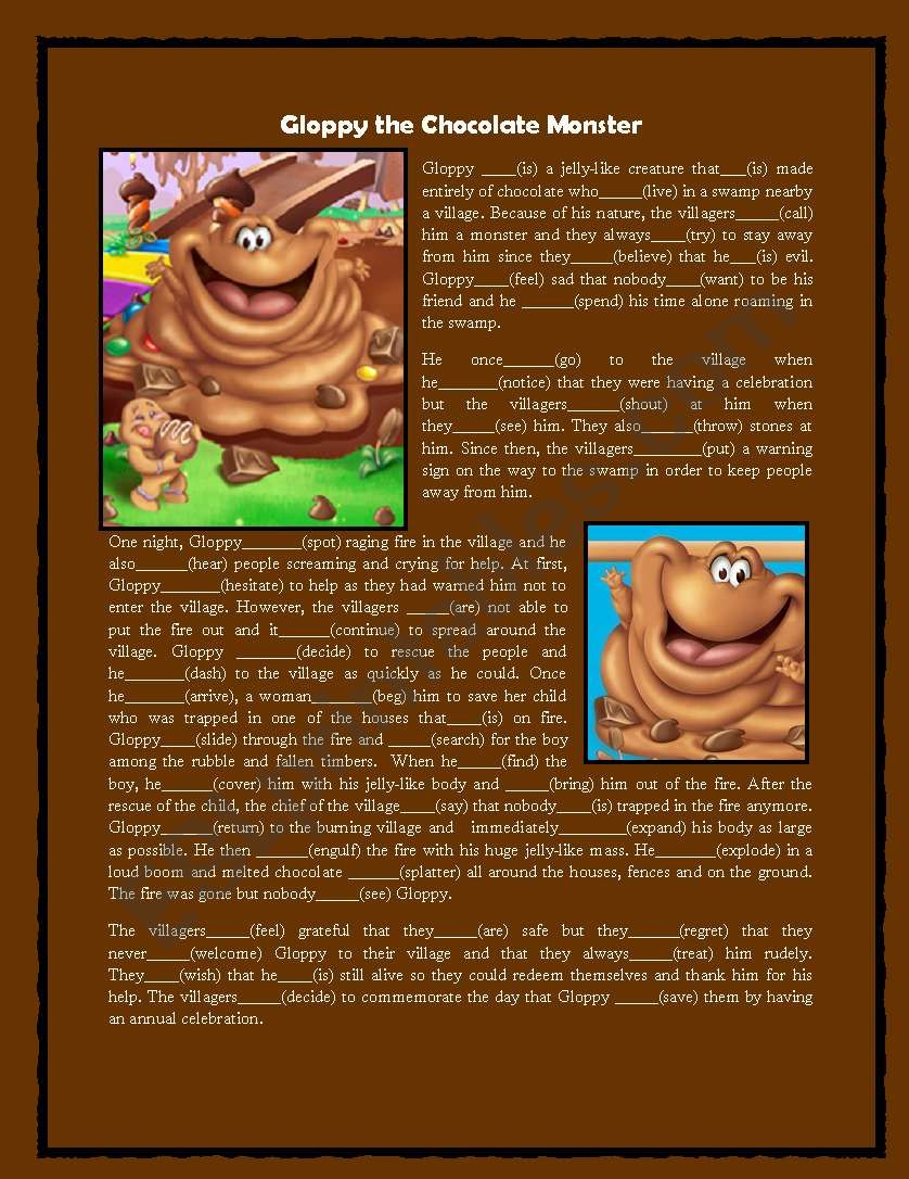 Fairytale Candyland series 8 ( Gloppy the Chocolate Monster) Past tense